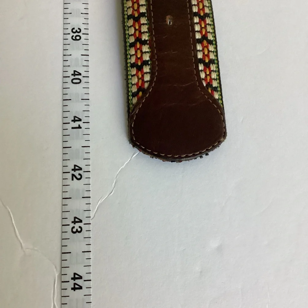 Tex Tan Genuine Leather Belt Handcrafted Southwest Woven Design Brass Buckle 38